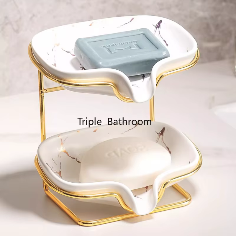 1 pièce Porte-savon en céramique avec drainage