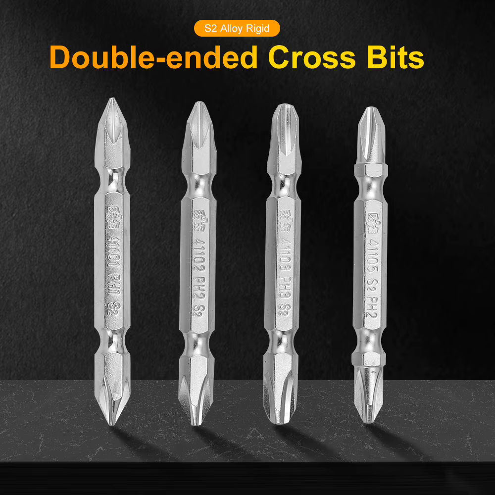 BESTIR 10 pièces jeu d'embouts de tournevis 65-200mm 1/4 "tige S2 alliage Double extrémité PH1 PH2 PH3 forte tête